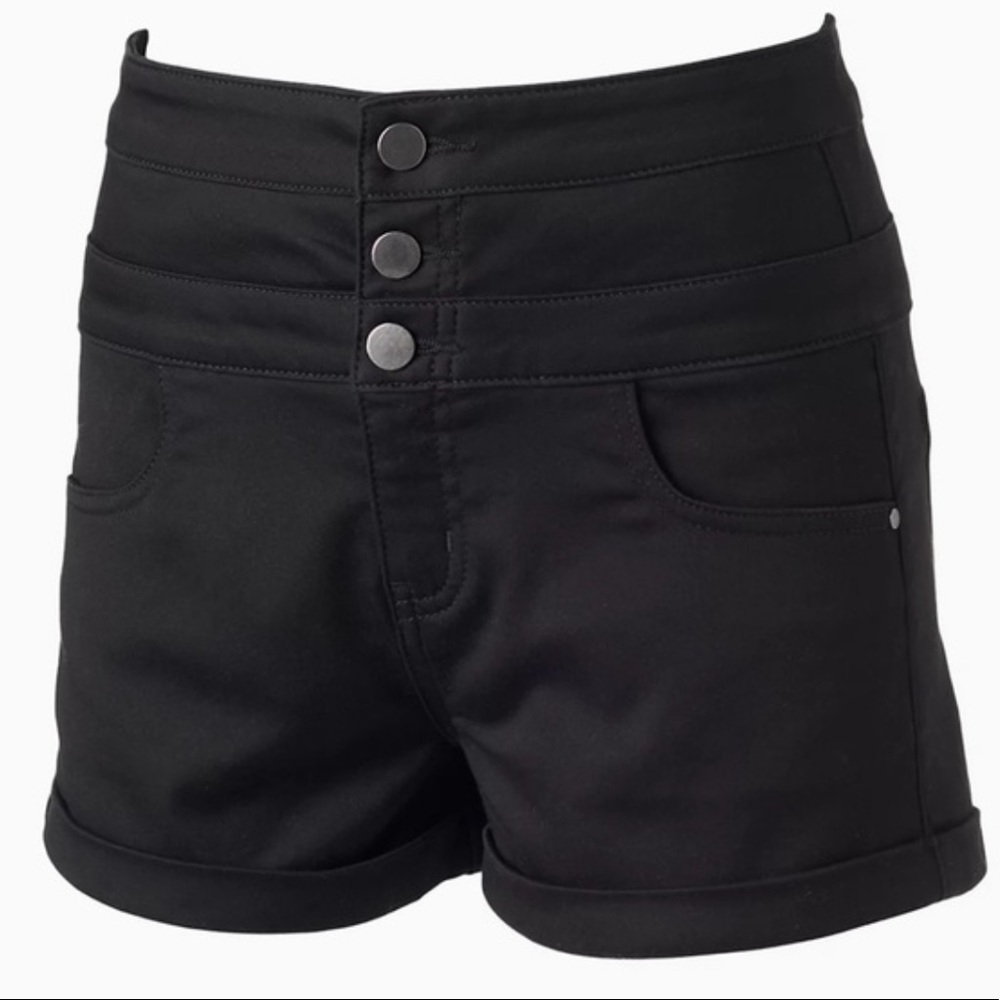High-Waisted Stretchy Black Denim Shorts